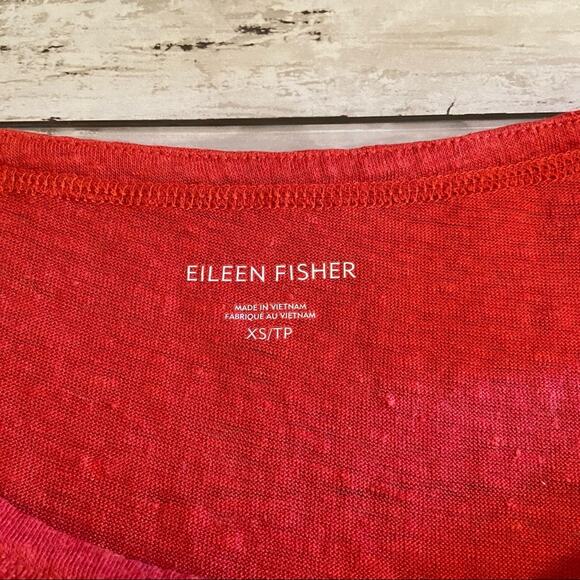 Eileen Fisher Red Orange Linen Short Sleeve T-shirt Dress XS - Picture 8 of 9